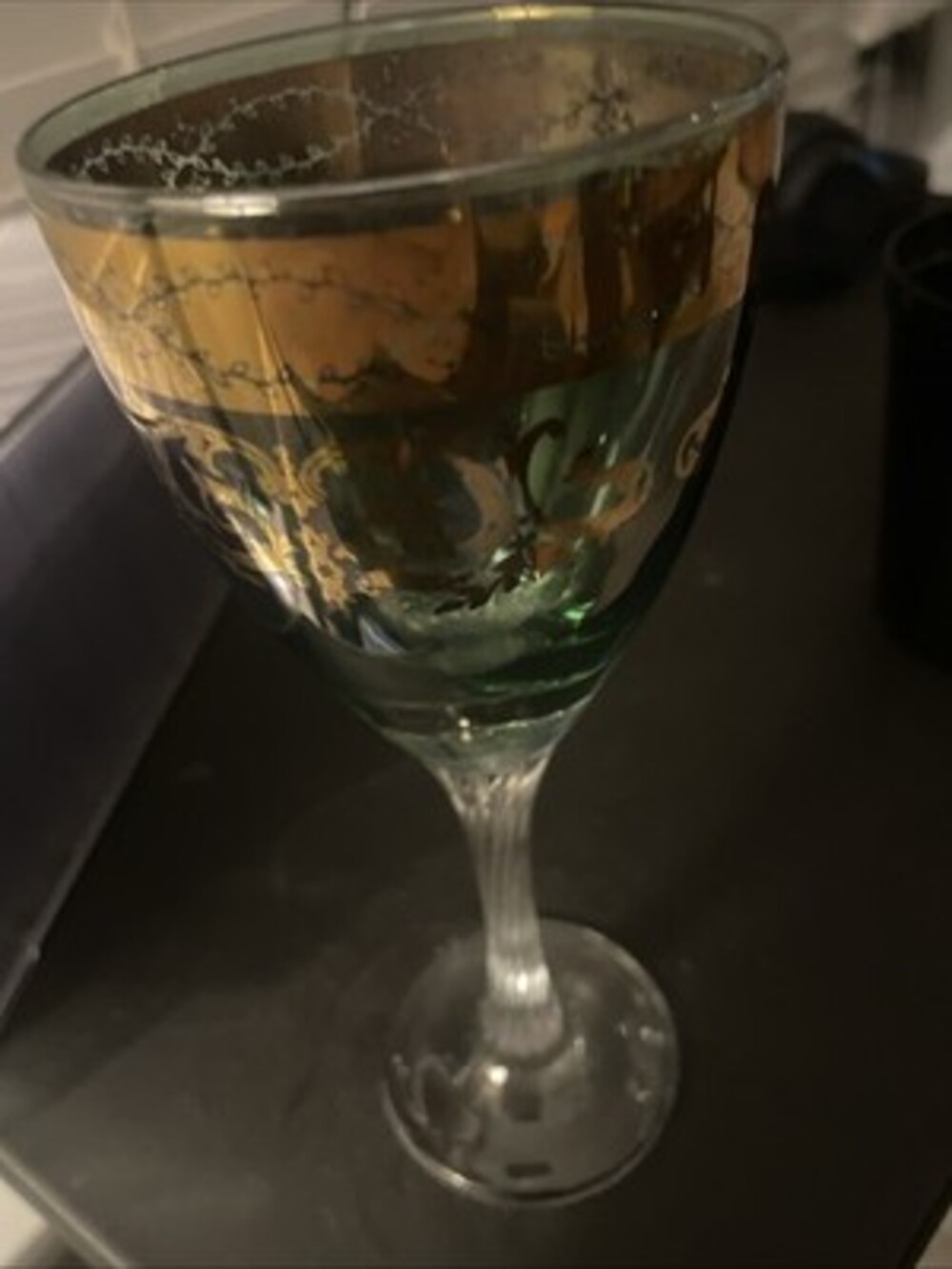 Murano Crystal Romanian Wine Goblet Vintage, Hand Painted.